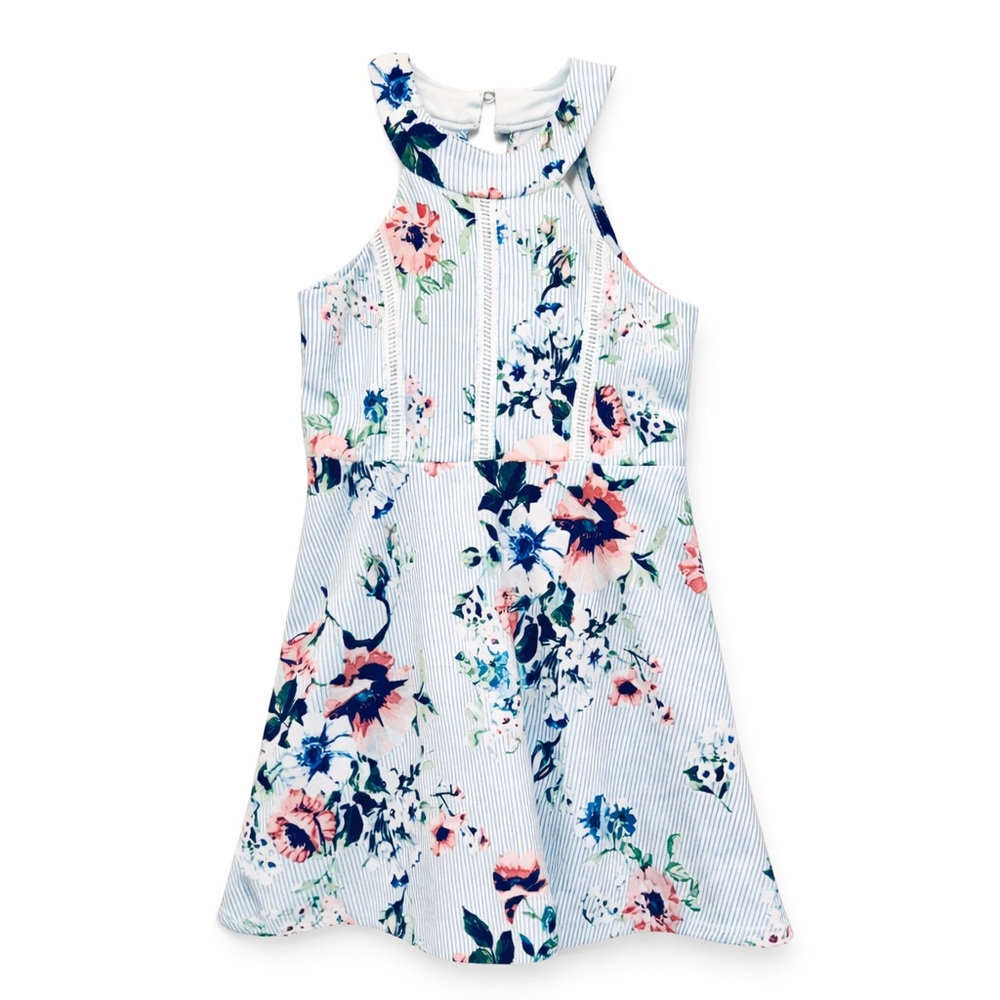 Charming Floral Kids Dress with Halter Neck